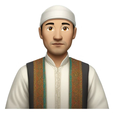 kazakh man in traditional clothes photorealistic serious sticker