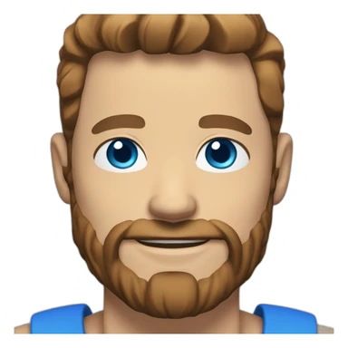 Muscle white Man with brown beard and blue eyes smiling sticker