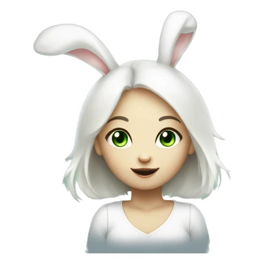 Cute White bunny girl with light-green eyes and a question mark above her bunny head sticker