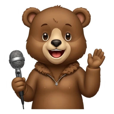 happy bear cute singing with microphone sticker