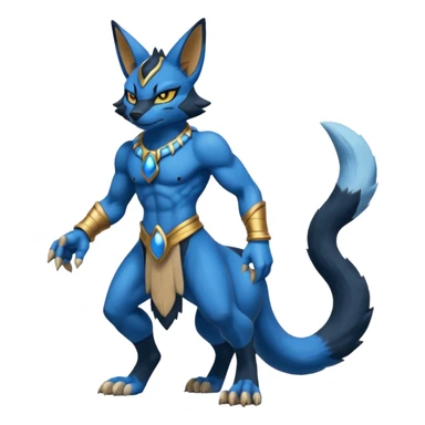 Lucario-Bastet-Fakémon-hybrid-creature (full body)  sticker