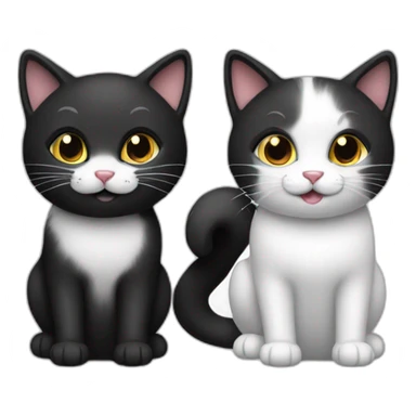 Total black and total white cats together sticker