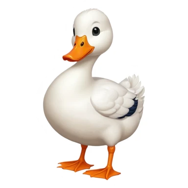 white duck emoji, standing and smiling sticker