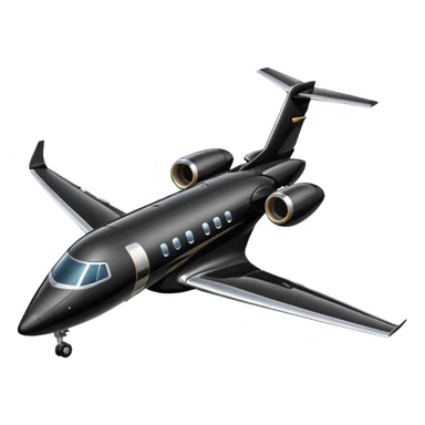 Black private jet, profile view sticker