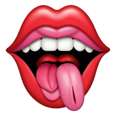 a mouth with its tongue sticking out, referencing the Rolling Stones album sticker