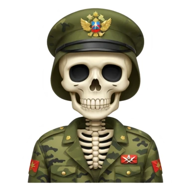 generate a realistic skeleton in Russian military camouflage sticker