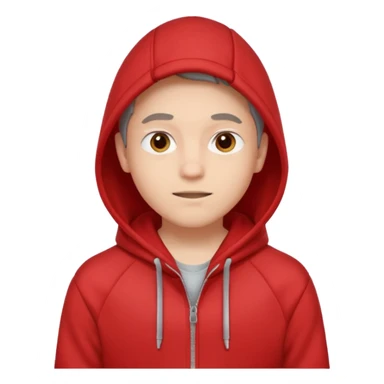 gender neutral face, chest up, red hoodie, minimal style, friendly expression sticker