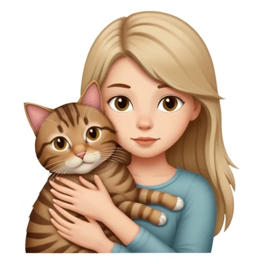 tabby cat cuddles white girl with medium long hair human sticker