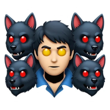 GENERAME  ENTRE 3 Y 5  ICONOS TIPO EMOJI SILUETEADOS SIN FONDO   ESTILO RETRO OCHENTERO CON LA TEMATICA DE LA PELICULA An American Werewolf in London (Un hombre lobo americano en Londres) sticker