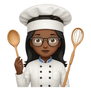 Profesora de pastelería morena con gafas y pelo negro largo sticker