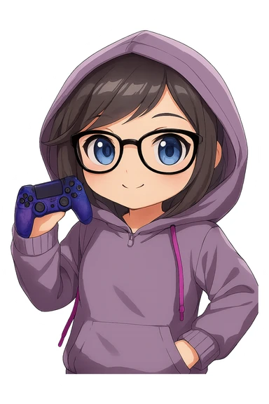 Remove the background and make it transparent, keep the character and controller intact, preserve the original art style exactly as in the reference image. sticker