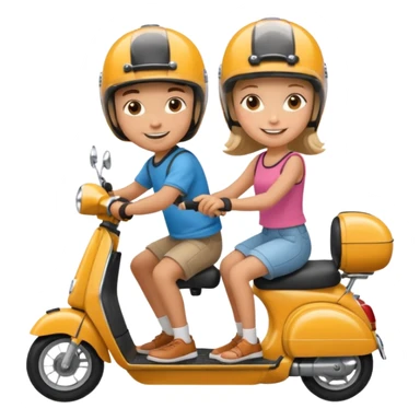 Un garçon et une fille sur une trottinette sticker