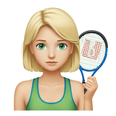 tennis girl blonde hair blue eyes green tanktop sticker