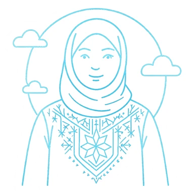 Add more prominent Algerian traditional patterns and motifs in a tech-inspired, minimalist style. Keep the avatar friendly and inside the glowing circular frame. Maintain a transparent background. The style should be tech-inspired minimalist with clear Algerian traditional patterns. sticker