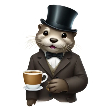 Otter with a monocle and cup of coffee sticker