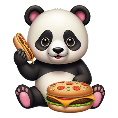 Panda dog eating burger pizza in the 50’s sticker