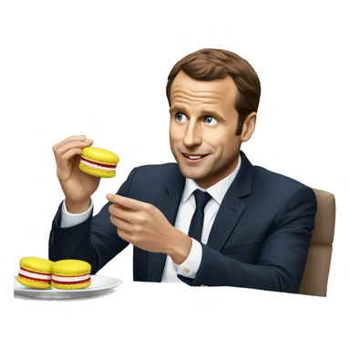 Macron qui mange un macaron sticker