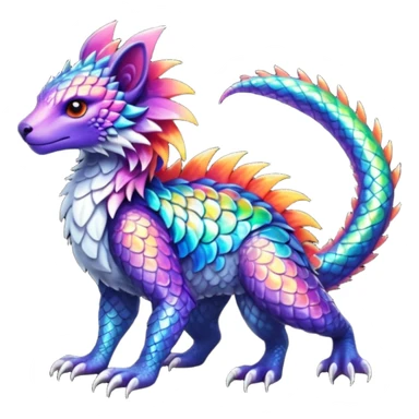 a vibrant colorful edgy vernid-fionbri-creature with splash patterns full body sticker