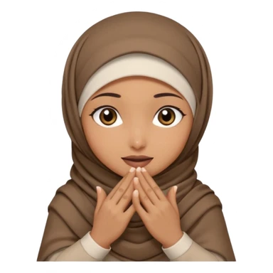 Hijabi girl sitting.     head covered
hands pulling the fabric in
shy-but-dramatic energy
“no cameras pls” but in a cute way
soft + mysterious vibe sticker