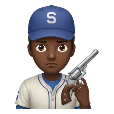 Un moreno con una pistola y grosero y una gorra sticker