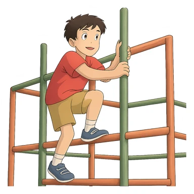 ghibli style person climbing on a jungle gym sticker