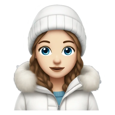 White girl with Brown hair blue eyes in white winter outfit sticker