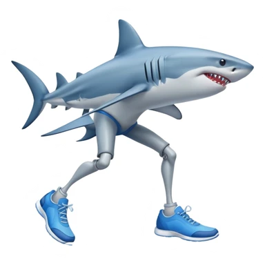 A shark with leg and blue shoes sticker