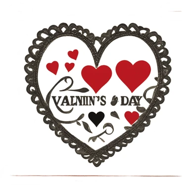 vintage valentine’s day card black red sticker