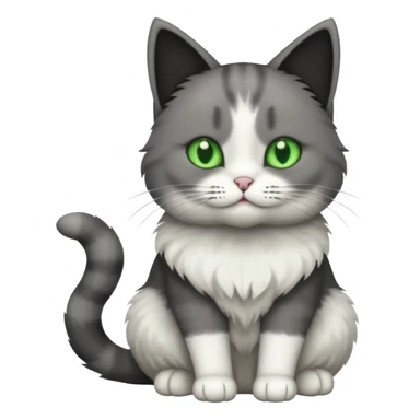 full body half dark grey and half white cat sticker