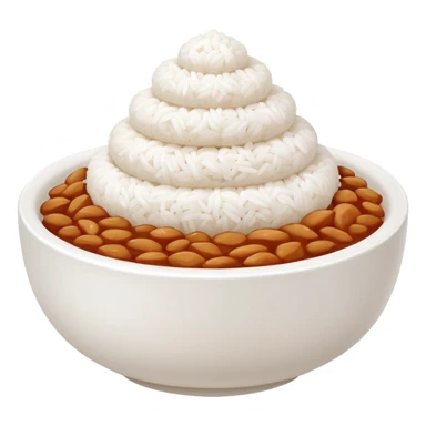 A cute white bowl of steaming rice piled high like a small mountain (korean style gobongbap), pure white rice,  sticker