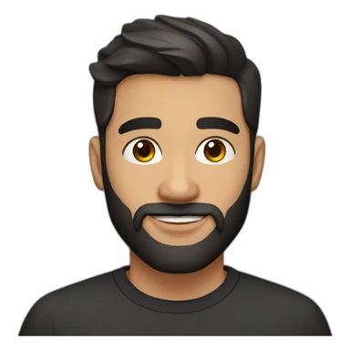 25 year old Hispanic man with a beard and thick eyebrows light skin, black shirt and side fades and a comb over sticker