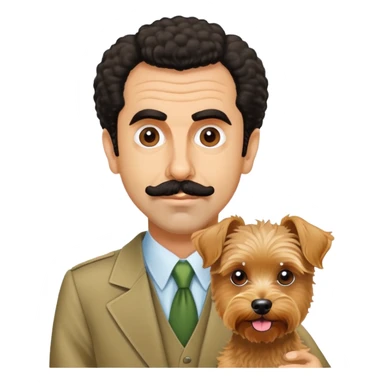 Borat with a yorkiepoo sticker