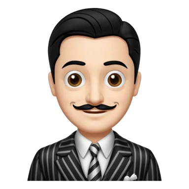 Design Gomez Addams in a striped suit with slick hair & quirky smile. sticker