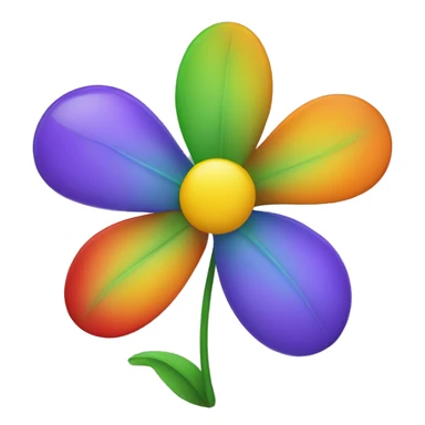 Five-petaled flower with yellow pistil, each petal has a color: purple, green, orange, red, blue sticker