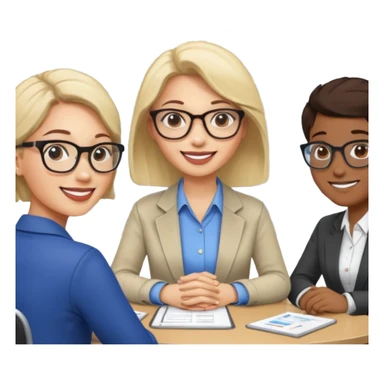 a woman developer in a meeting with others developers sticker