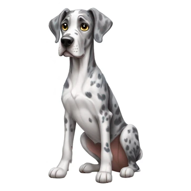 Blue Merle Great Dane wearing butterfly wings sticker