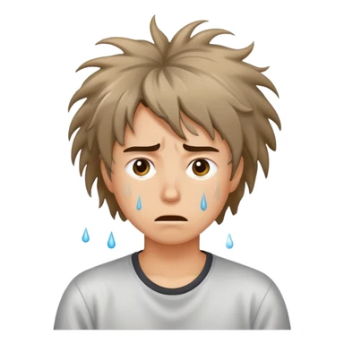 stressed person with messy hair and sweat drops sticker