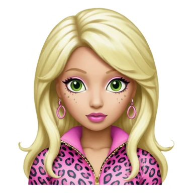 Green eyed white Nicki Minaj wearing a pink leopard print outfit with hair that is half blonde and half pink sticker