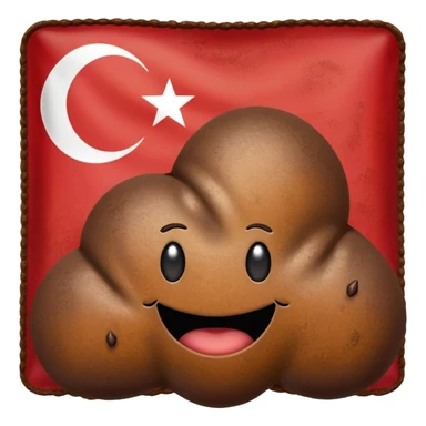 turkish flag with poop emoji instad of a star sticker