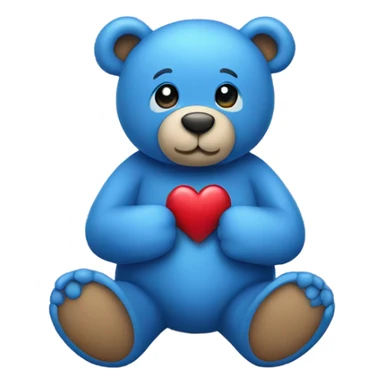 Blue teddy bear with heart  sticker