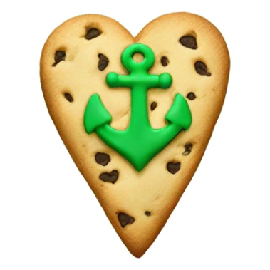 cookie heart with green anchor sticker