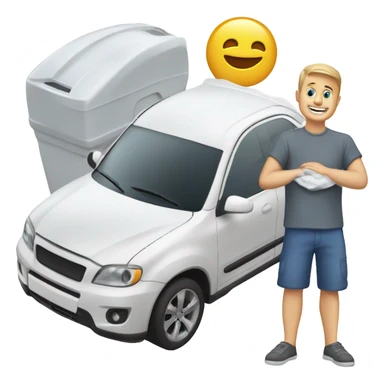 Happy white guy washing a white car ￼ sticker