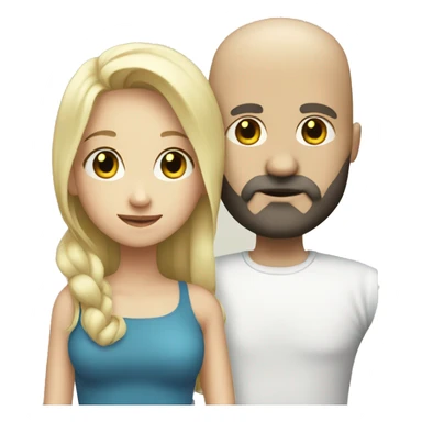 Blonde girl with bald white man with dark beard  sticker