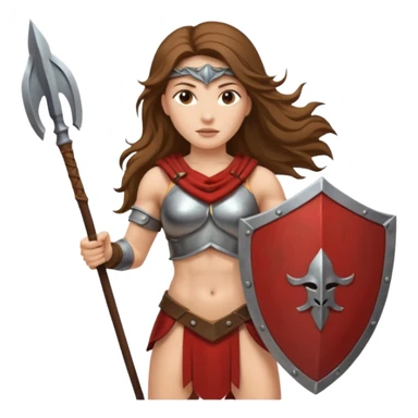 long haired woman spartan warrior holding spear and shield sticker