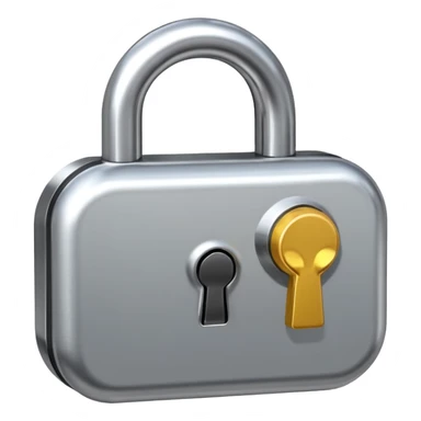 Chrome silver lock emoji, iOS emoji style, smooth metallic surface, rounded edges, reflective highlights, minimalistic sticker