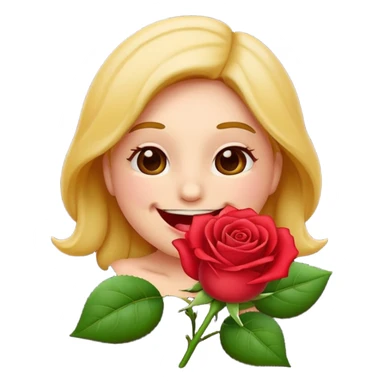 Normal emoji biting a rose flower  sticker