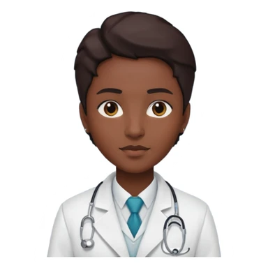 androgynous dark tone skin physician, NO stethoscope around neck sticker