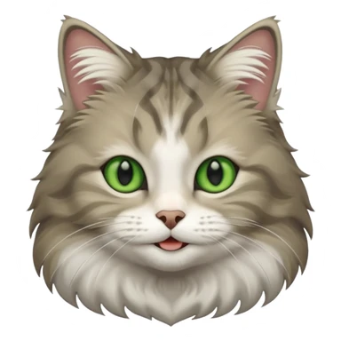 Siberian forest cat grey and white with white around eyes and green eyes smiling sticker