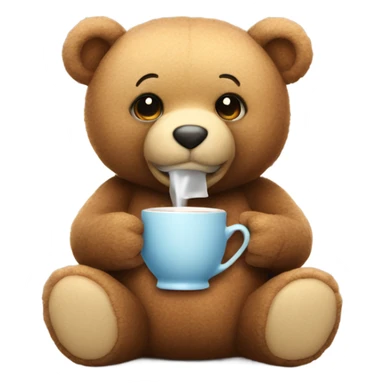 teddy bear drinks tea sticker