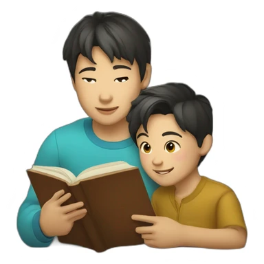 kazakh Boy read a book with takiya sticker